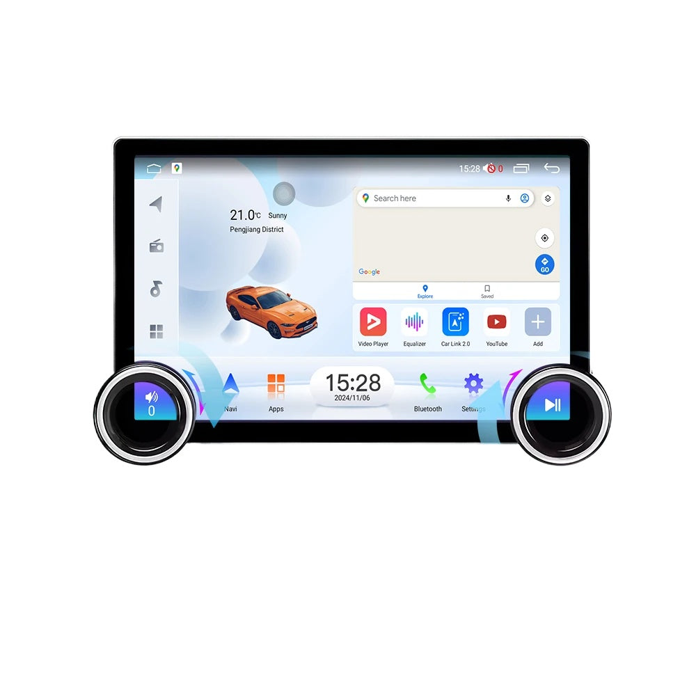LEHX Big 2 knob Android 14 Auto Carplay Car Radio Multimedia Audio WIFI 4G GPS Qled Car Stereo For Ford Toyota Kia VW Chevrolet